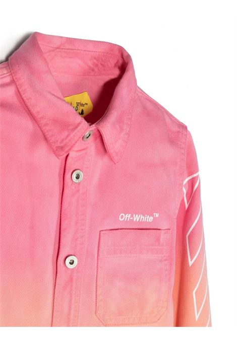 Camicia Tie&Dye Rosa Con Logo, Diag e Frecce OFF-WHITE KIDS | OGGA010S23FAB0018601