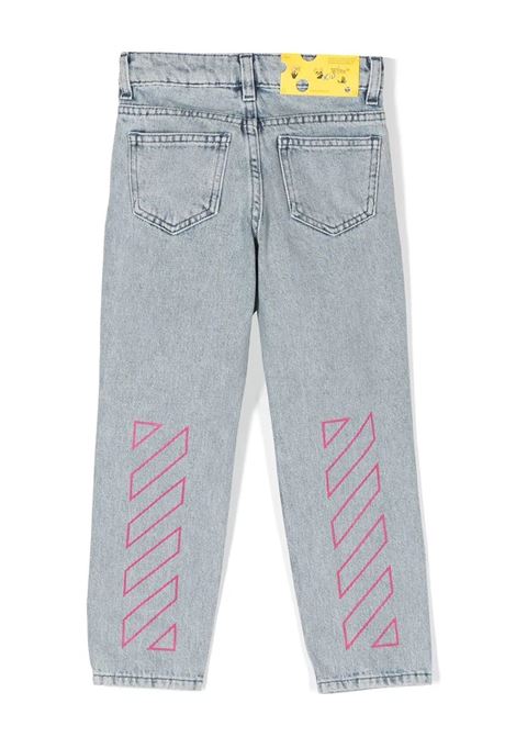Jeans Helvetica Blu Con Diagonali OFF-WHITE KIDS | OGYA001S23DEN0014032