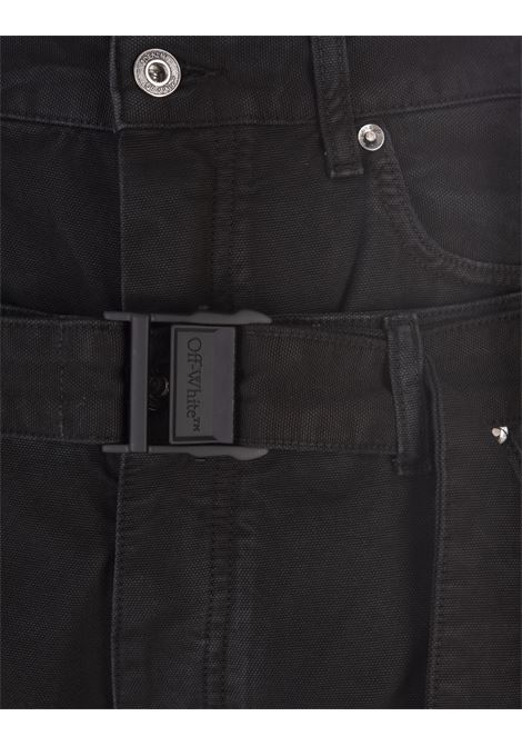 Jeans Cargo In Denim Nero Con Cintura OFF-WHITE | OMCE035S23FAB0011010