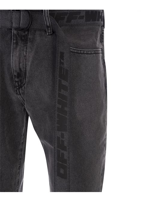 Jeans Dritti In Denim Grigio Con Cintura OFF-WHITE | OMYA127C99DEN0011210