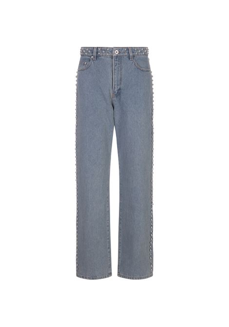 Light Blue Straight Leg Jeans With Studs PACO RABANNE | 23PCPA249C00469P412