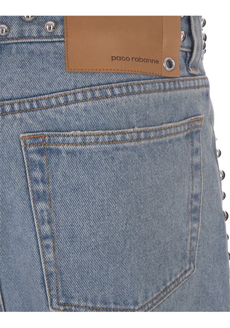 Light Blue Straight Leg Jeans With Studs PACO RABANNE | 23PCPA249C00469P412