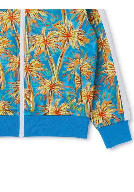 Light Blue Sweatshirt With Zip and All-Over Palm Motif PALM ANGELS KIDS | PBBD002S23FAB0024015