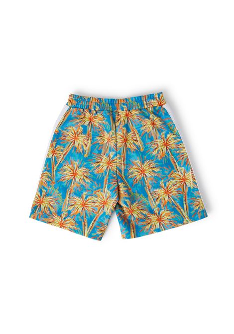 Light Blue Shorts With All-Over Palm Motif PALM ANGELS KIDS | PBCL001S23FAB0024015