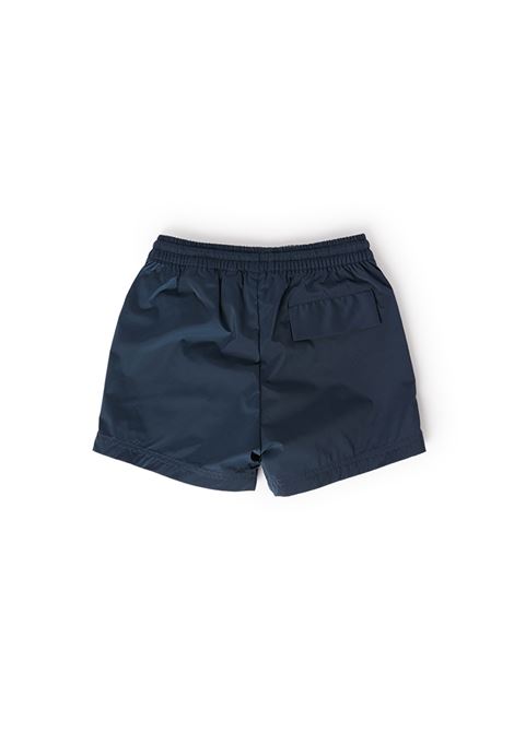 Navy Blue Swim Shorts With Front Logo PALM ANGELS KIDS | PBFD001C99FAB0014601
