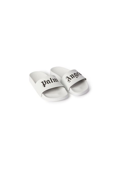 White Slippers With Logo PALM ANGELS KIDS | PBIC001C99MAT0010110