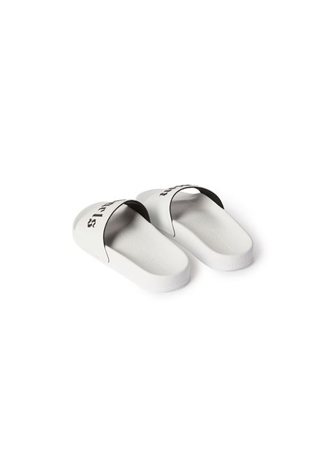 White Slippers With Logo PALM ANGELS KIDS | PBIC001C99MAT0010110