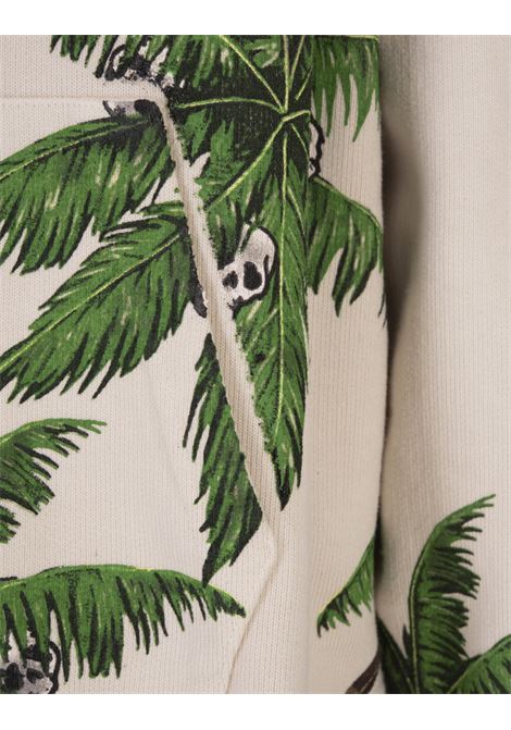 Palm&Skull Vintage Hoodie In White And Green PALM ANGELS | PMBB117S23FLE0070155
