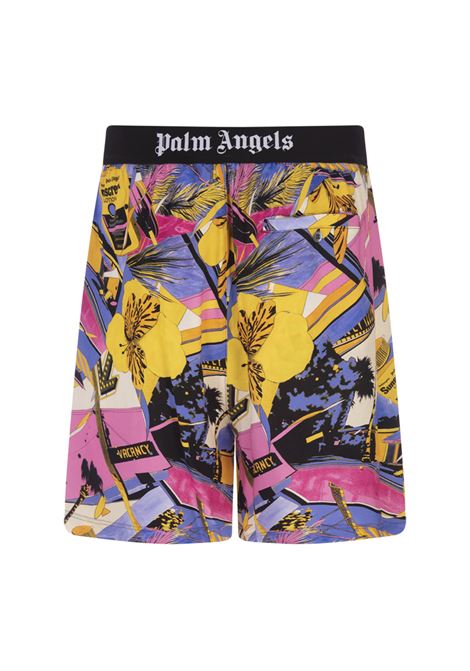 Bermuda Shorts With Miami Mix Print PALM ANGELS | PMCB044S23FAB0028484