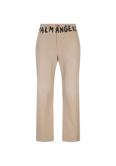 Beige Chino Pants With Black Logo PALM ANGELS | PMCG005S23FAB0026110