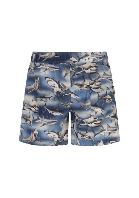 Swim Shorts With Sharks Print PALM ANGELS | PMFD002S23FAB0064510