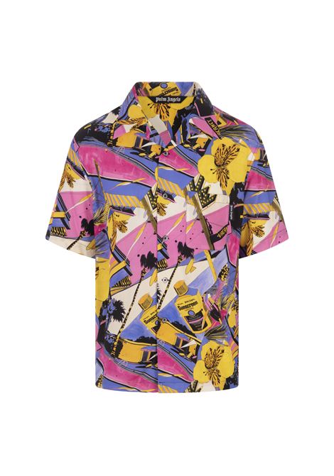 Bowling Style Shirt With Miami Mix Print PALM ANGELS | PMGA110S23FAB0028484