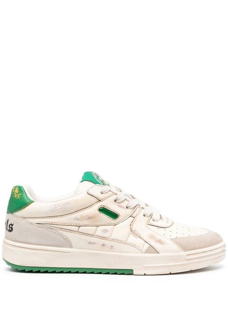 White and Green University Low Sneakers PALM ANGELS | PMIA078S23LEA0030155