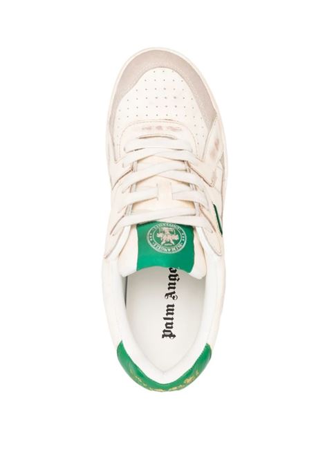 White and Green University Low Sneakers PALM ANGELS | PMIA078S23LEA0030155
