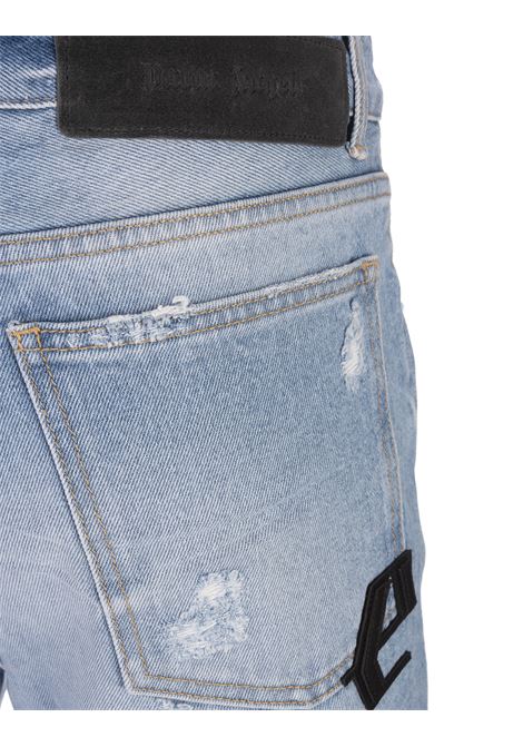 Jeans Blu Con Patches Logo PALM ANGELS | PMYA033S23DEN0194010