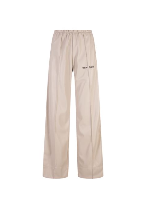Beige Wide Track Trousers  With Leather Effect  PALM ANGELS | PWCJ016S23FAB0010403