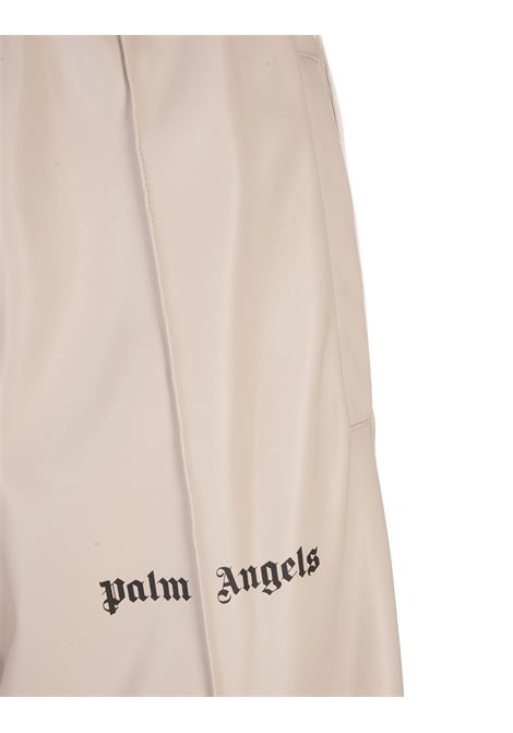 Beige Wide Track Trousers  With Leather Effect  PALM ANGELS | PWCJ016S23FAB0010403