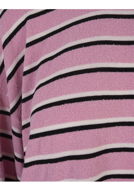 Short Pink Sweater with Horizontal Stripes PALM ANGELS | PWHE043S23KNI0013084