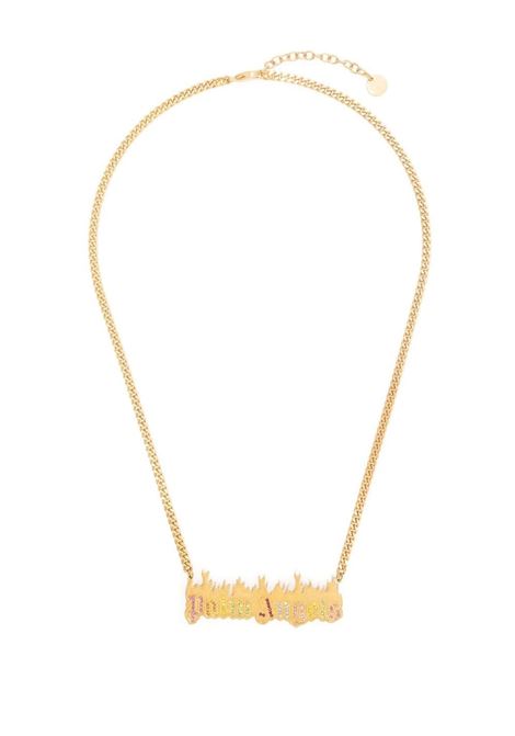 Golden Necklace With Logo and Flames PALM ANGELS | PWOB063S23MAT0017684