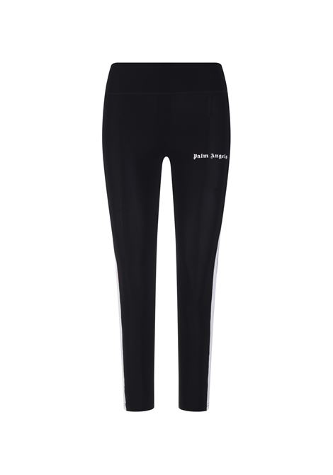 Black Leggings With Contrast Logo and Side Bands PALM ANGELS | PWVG001C99FAB0021001
