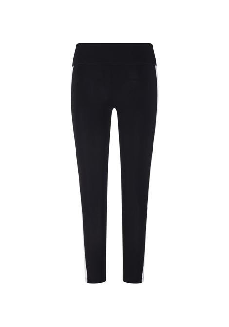 Black Leggings With Contrast Logo and Side Bands PALM ANGELS | PWVG001C99FAB0021001