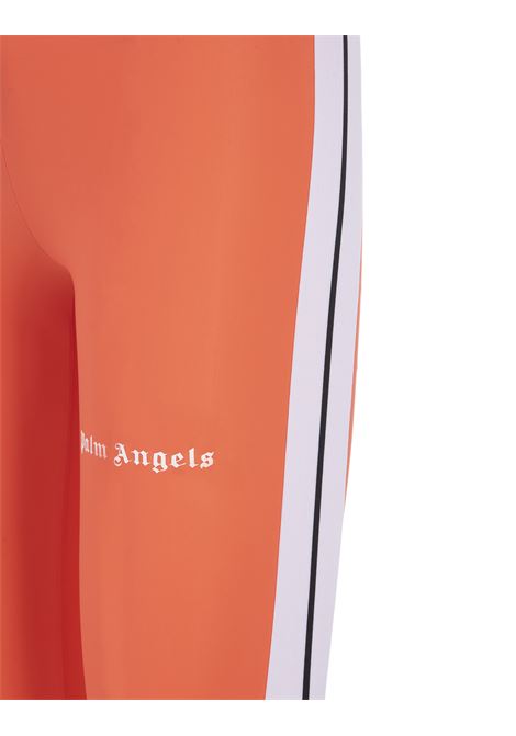 Orange Leggings With Contrast Logo and Side Bands PALM ANGELS | PWVG001C99FAB0022201