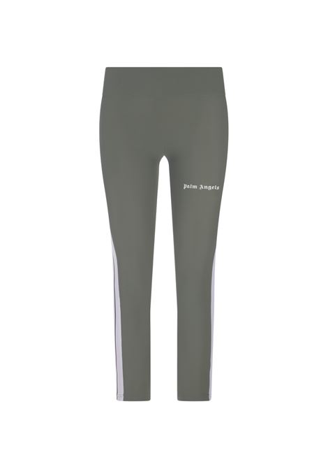 Sage Green Leggings With Contrast Logo and Side Bands PALM ANGELS | PWVG001C99FAB0025301