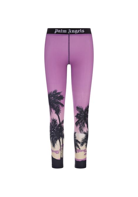 Sports Leggings With Sunset Palm Print PALM ANGELS | PWVG016S23FAB0033710