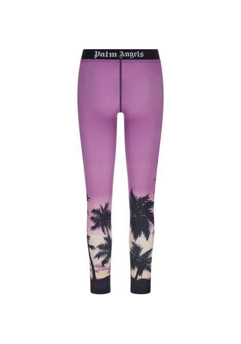 Sports Leggings With Sunset Palm Print PALM ANGELS | PWVG016S23FAB0033710