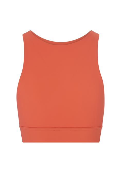 Orange Sports Top With Logo and Side Bands in Contrast PALM ANGELS | PWVO001C99FAB0022201