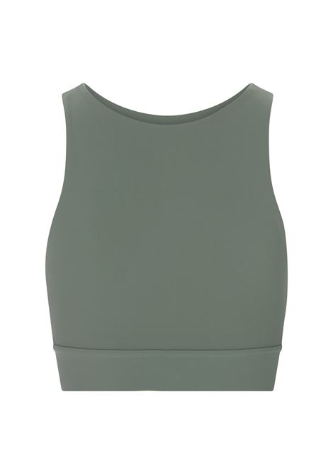 Sage Green Sports Top With Logo and Side Bands in Contrast PALM ANGELS | PWVO001C99FAB0025301