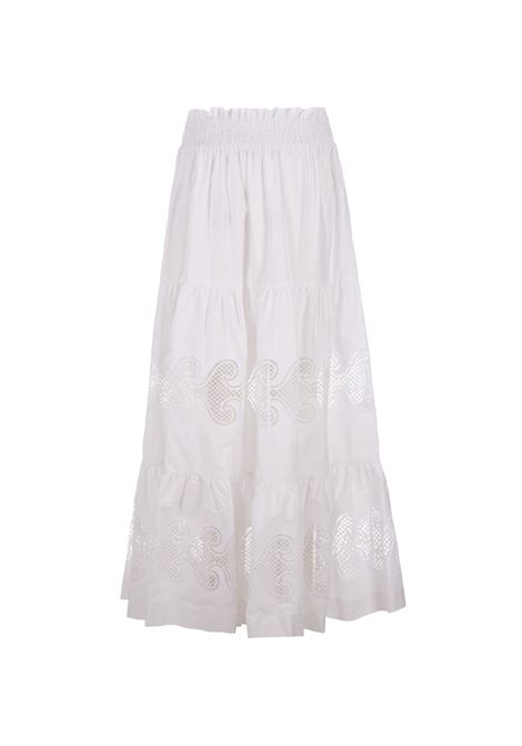 White Embroidered Long Skirt PAROSH | CANDICE-D621080001