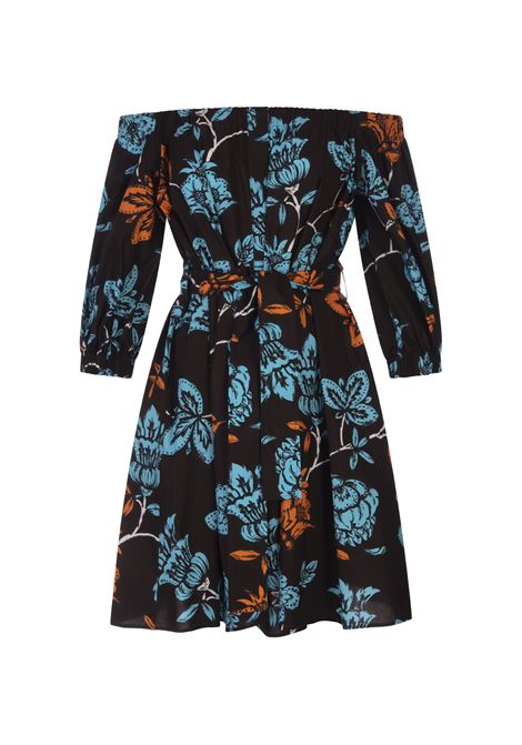 Dark Brown Mini Dress With Foliage Print PAROSH | CEYLON-D725176886