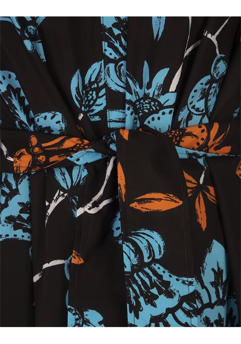 Dark Brown Mini Dress With Foliage Print PAROSH | CEYLON-D725176886