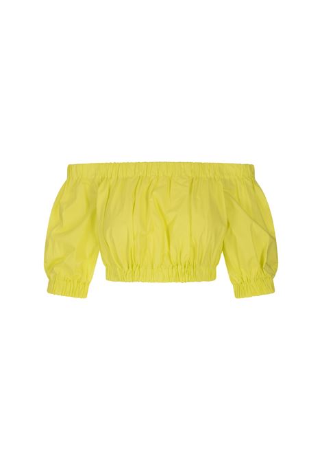 Yellow Crop Top With Puff Sleeves PAROSH | COTTON-D312435056