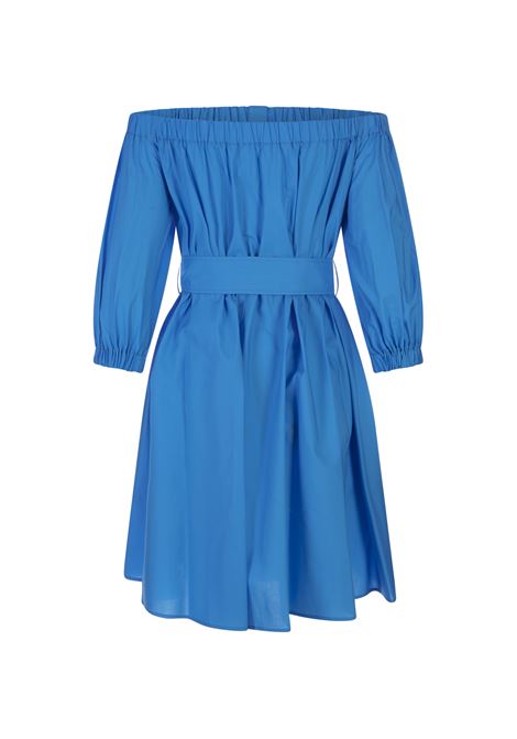 Turquoise Mini Dress With Puff Sleeves PAROSH | COTTON-D725176032