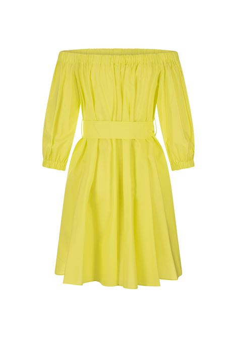 Yellow Mini Dress With Puff Sleeves PAROSH | COTTON-D725176056
