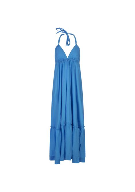 Turquoise V-Neck Long Dress PAROSH | COTTON-D725207032