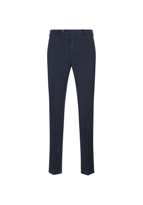 Navy Blue Linen Blend Slim Fit Trousers PT TORINO | VT01Z00CL1-PU31Y383