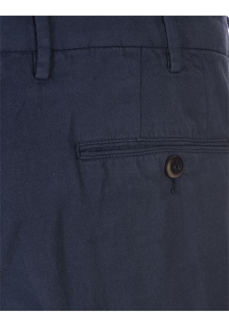 Navy Blue Linen Blend Slim Fit Trousers PT TORINO | VT01Z00CL1-PU31Y383