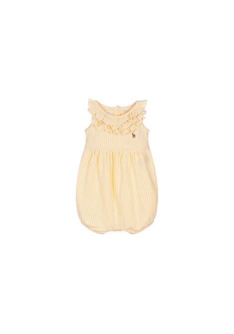 Yellow Striped Romper With Contrasting Pony RALPH LAUREN KIDS | 310-900326002