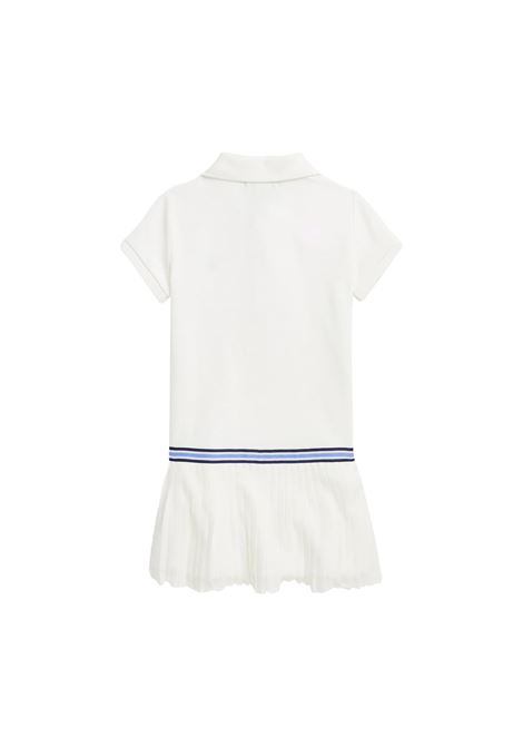 White Polo Style Dress With Pleated Skirt RALPH LAUREN KIDS | 311-862334004