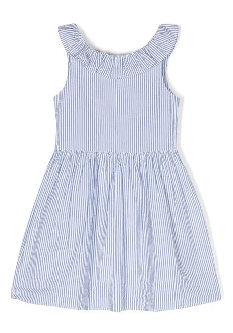 Light Blue Striped Seersucker Sleeveless Dress RALPH LAUREN KIDS | 311-901685002