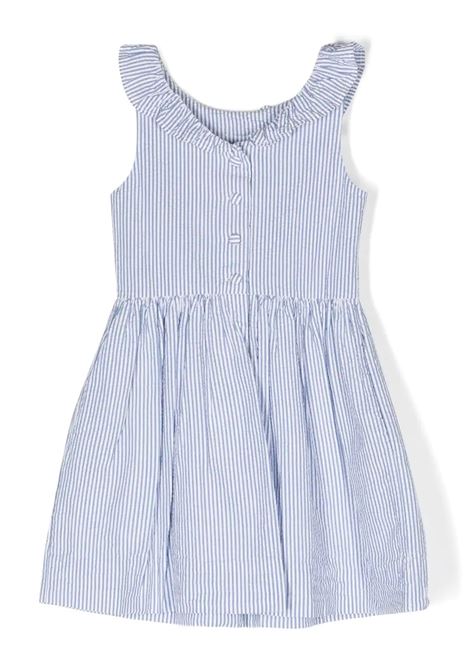 Light Blue Striped Seersucker Sleeveless Dress RALPH LAUREN KIDS | 311-901685002