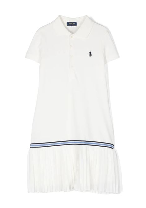 White Polo Style Teen Dress With Pleated Skirt RALPH LAUREN KIDS | 313-862334004