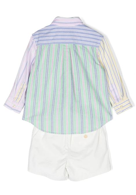 Set With White Shorts and Multicoloured Striped Shirt RALPH LAUREN KIDS | 320-902187001