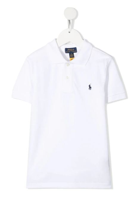 White Piquet Polo Shirt With Navy Blue Pony RALPH LAUREN KIDS | 321-603252004