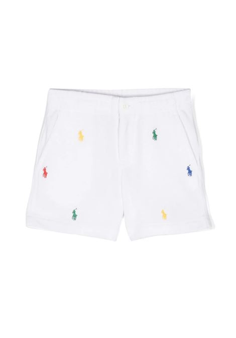 Shorts Prepster Polo In Piquet Bianco Con Pony All-Over RALPH LAUREN KIDS | 321-844627003