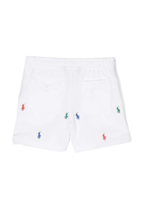 Shorts Prepster Polo In Piquet Bianco Con Pony All-Over RALPH LAUREN KIDS | 321-844627003