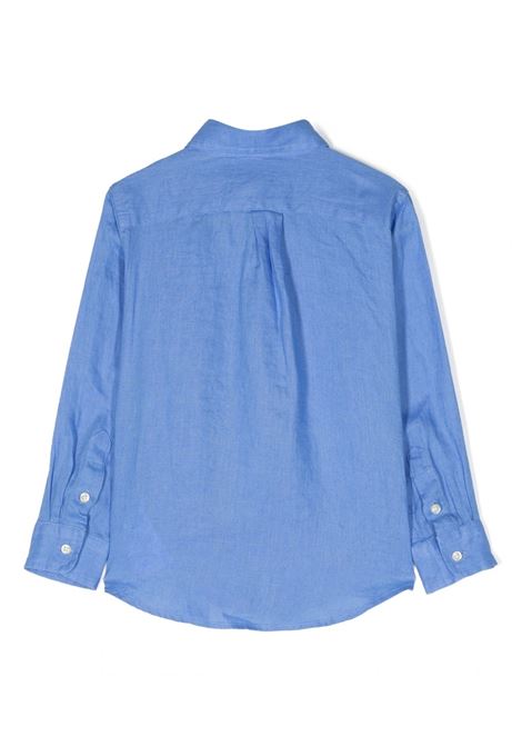 Blue Linen Shirt With Embroidered Pony RALPH LAUREN KIDS | 321-865270003